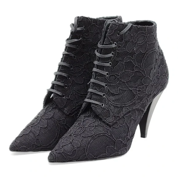 Saint Laurent Paris Kiki Lace BootsBlackNEW $990